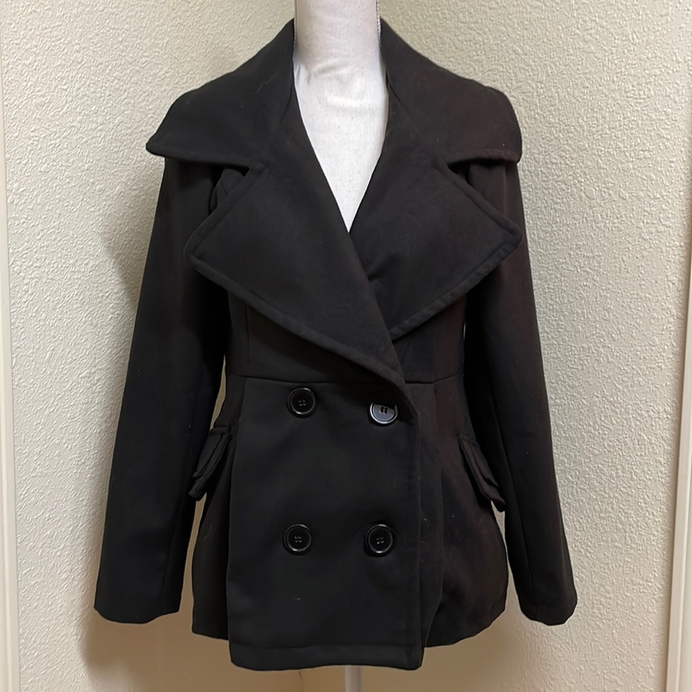 J2 by Joujou black double breasted pea coat